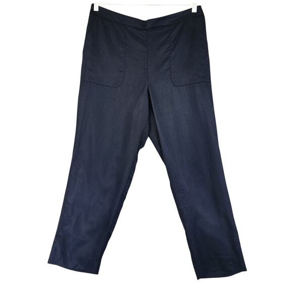 Banana Republic Factory Womens Pull On Taper Pants Size 14 Navy Blue Lightweight - Picture 1 of 12